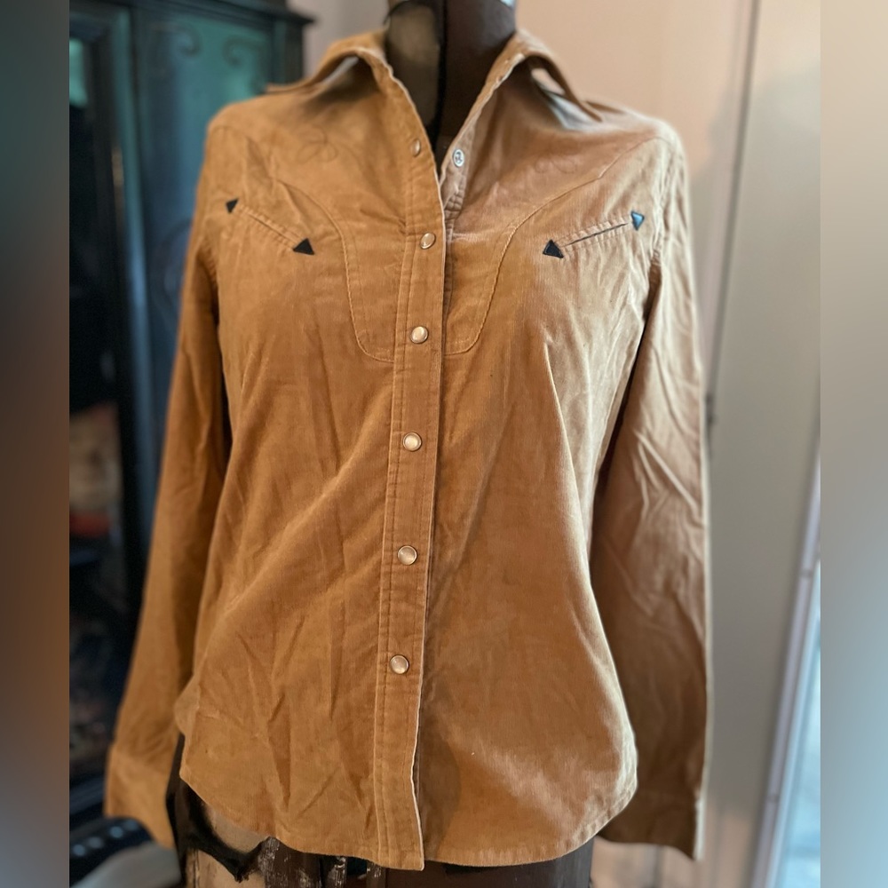 Anthropologie, long sleeve western, corduroy snap up shirt